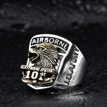 Load image into Gallery viewer, GUNGNEER Stainless Steel American Airborne Ring US Army Biker Jewelry Accessory For Men