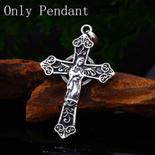 Load image into Gallery viewer, GUNGNEER Silvertone Stainless Steel Virgin Mary Christian Cross Pendant Necklace Jewelry