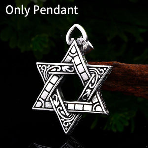 GUNGNEER Large David Star Pendant Necklace Jewish Occult Israel Jewelry Accessory For Men