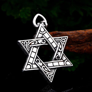 GUNGNEER Large David Star Pendant Necklace Jewish Occult Israel Jewelry Accessory For Men