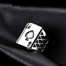 Load image into Gallery viewer, GUNGNEER Biker Punk Ace of Spade Poker Casino Ring Stainless Steel Jewelry Gift Men Women