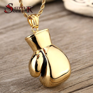 GUNGNEER Stainless Steel Boxing Gloves Pendant Necklace Gym Sport Fitness Jewelry Men Women