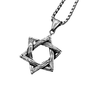 GUNGNEER Stainless Steel Jewish Pendant Jewelry David Star Necklace Accessory For Men Women
