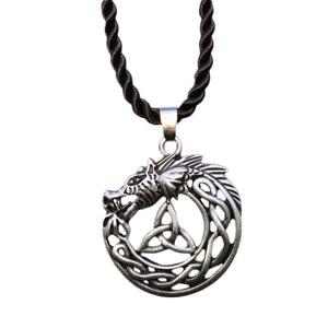 GUNGNEER Irish Celtic Viking Dragon Trinity Knot Pendant Necklace Stainless Steel Jewelry Gift