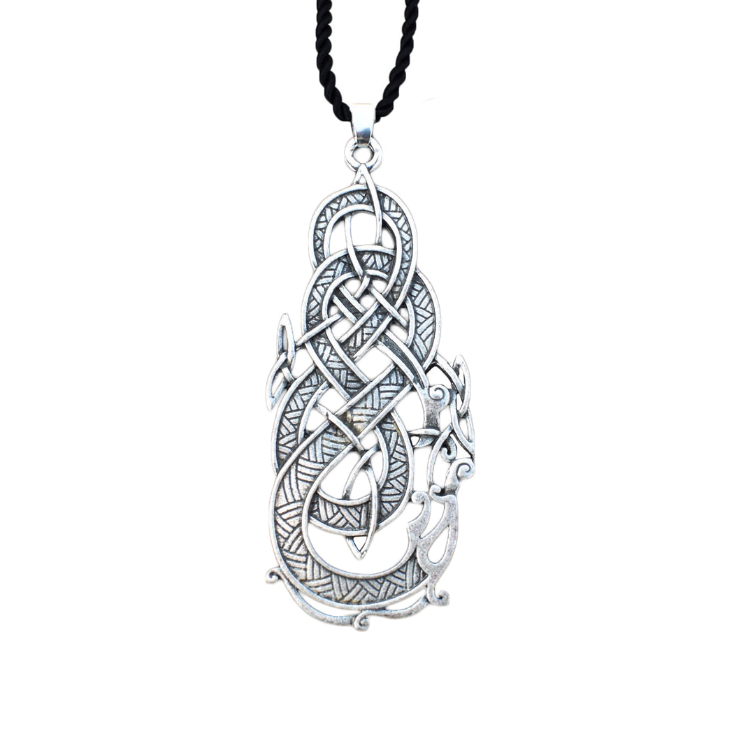 GUNGNEER Irish Celtic Knot Dragon Pendant Necklace Stainless Steel Jewelry Men Women