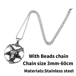 GUNGNEER Stainless Steel Baphomet Necklace Satan Pendant Demon Jewelry For Men Women